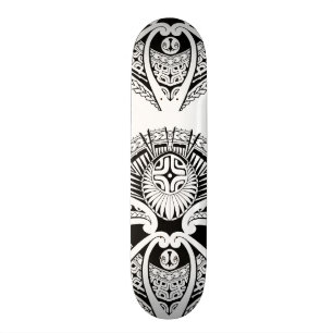 Mixed Polynesian and Maori tattoo art Skateboard