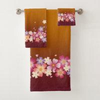 Mixed Sakura Blossoms Kimono Style Burgundy & Gold