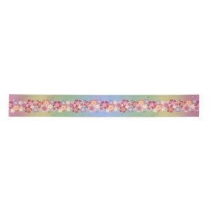 Mixed Sakura Blossoms Kimono Style Rainbow Satin Ribbon