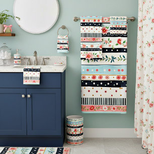 Mixed shabby chic patterns bath towel set