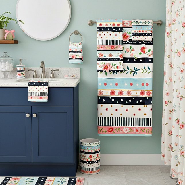 Mixed shabby chic patterns bath towel set (Creator Uploaded)