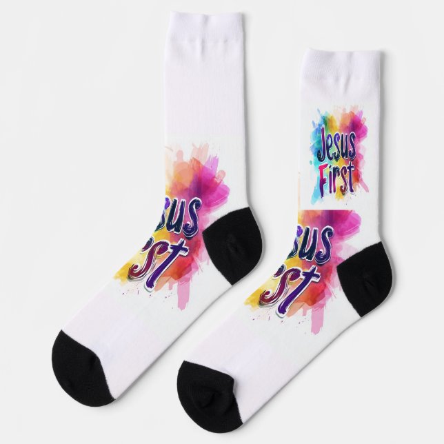 Mixed sports socks Jesus First (Left)