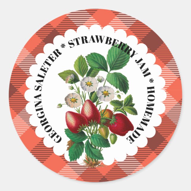 Mixed Strawberry Jam Vintage Label Preserve Label (Front)
