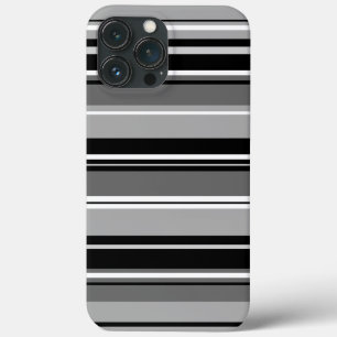 Mixed Striped Pattern Black White Greys iPhone 13 Pro Max Case