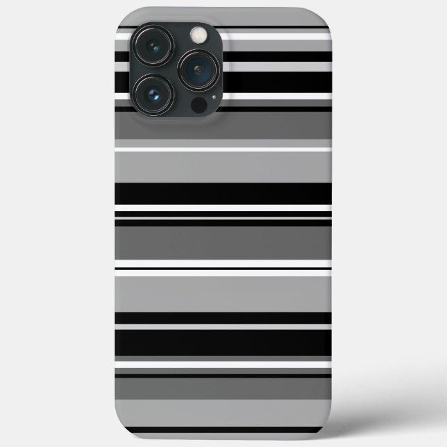 Mixed Striped Pattern Black White Greys Case-Mate iPhone Case (Back)
