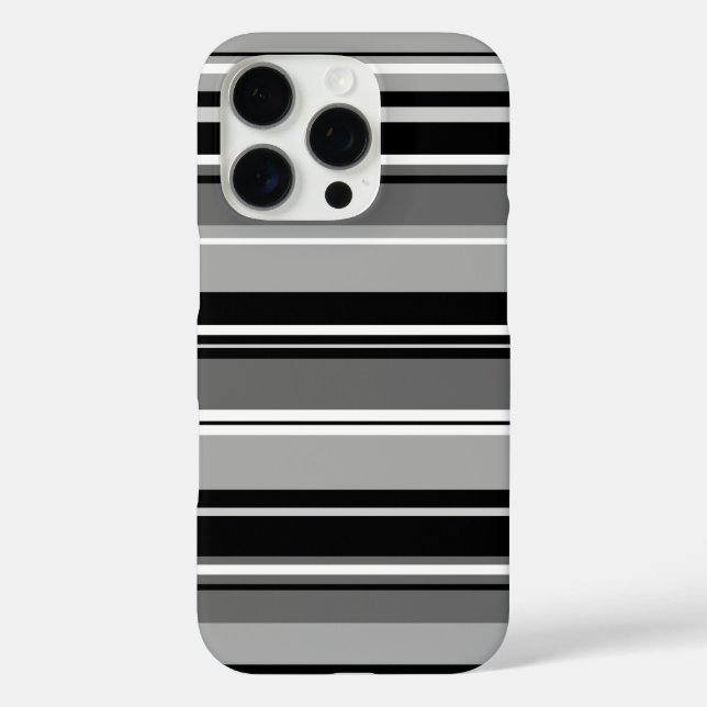 Mixed Striped Pattern Black White Greys Case-Mate iPhone Case (Back)