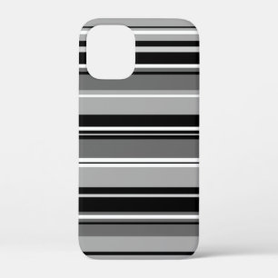 Mixed Striped Pattern Black White Greys iPhone 12 Mini Case