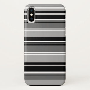 Mixed Striped Pattern Black White Greys iPhone X Case