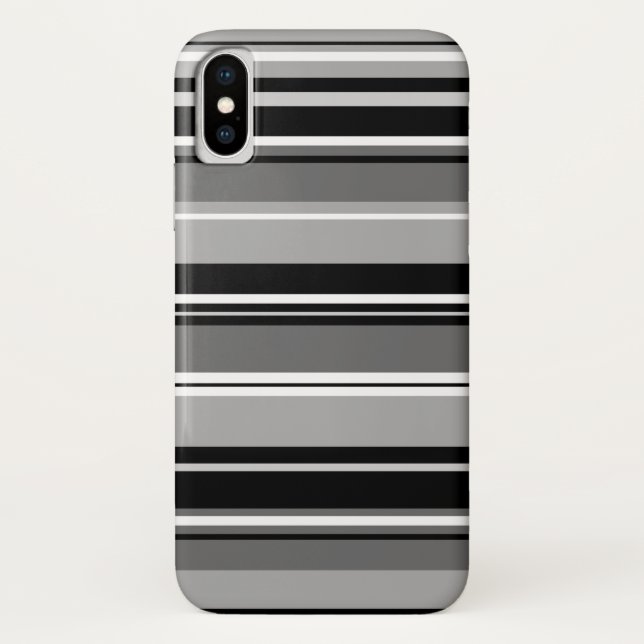 Mixed Striped Pattern Black White Greys Case-Mate iPhone Case (Back)