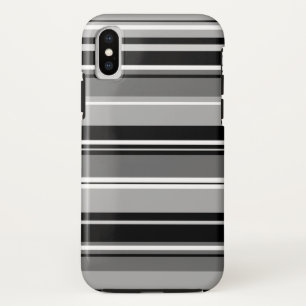 Mixed Striped Pattern Black White Greys iPhone X Case