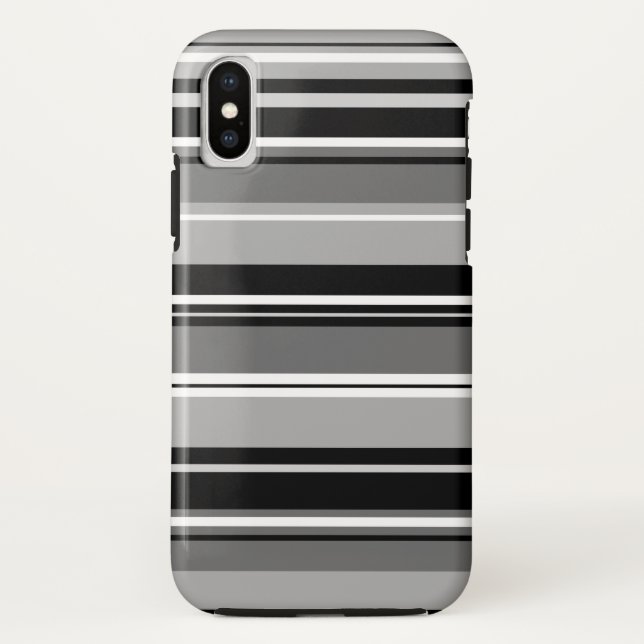 Mixed Striped Pattern Black White Greys Case-Mate iPhone Case (Back)