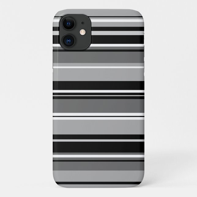 Mixed Striped Pattern Black White Greys Case-Mate iPhone Case (Back)