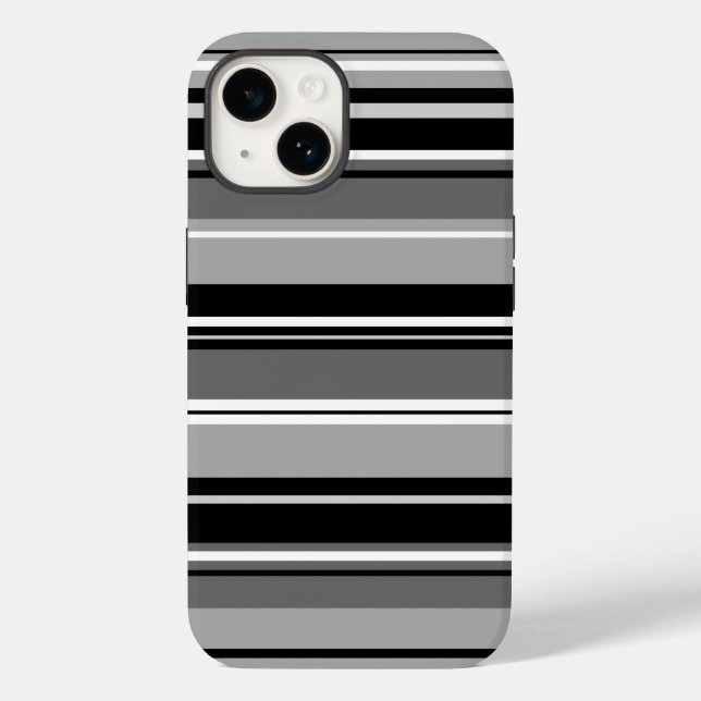 Mixed Striped Pattern Black White Greys Case-Mate iPhone Case (Back)