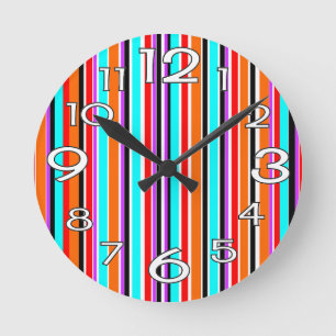 Mixed Stripes Round Clock