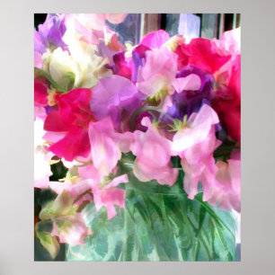 Mixed Sweetpeas in a Jar Poster