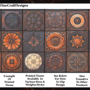 Mixed Tiles - Textured Earth Colours AA4 Decoupage Tissue Paper