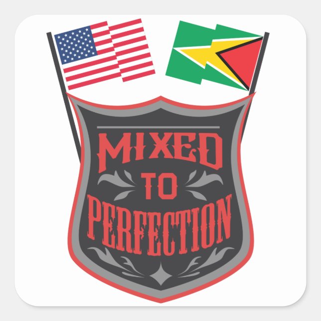 Mixed To Perfection Guyana American Flag Pride Square Sticker (Front)