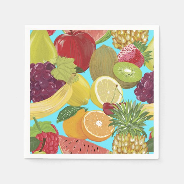 Mixed Tropical Fruit Illustration Pattern Napkin (Front)