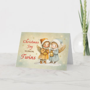Mixed Twins Boy Girl Christmas Angel Joy Wonder Card