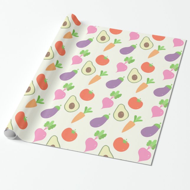 Mixed Vegetable Pattern Wrapping Paper (Unrolled)