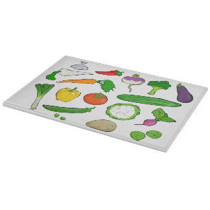 Mixed Vegetables Illustrations Cutting Board