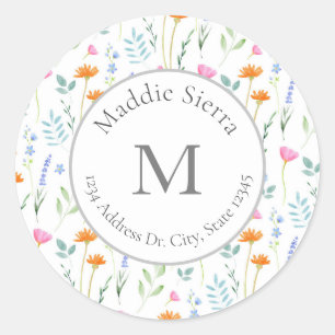 MIxed Watercolor Wildflowers labels