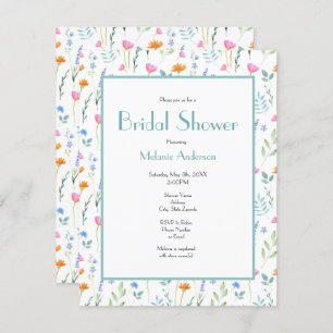Mixed Watercolor Wildflowers Pattern Invitation