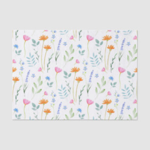 Mixed Watercolor Wildflowers Pattern Tissue Paper