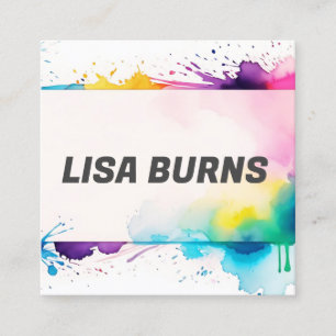 mixed watercolour  square business card