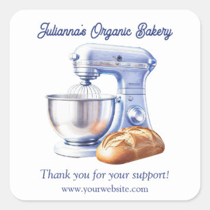 Mixer Bread Bakery Pastry Chef Thank You Square Sticker