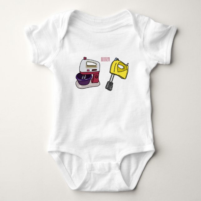 Mixer cartoon illustration  baby bodysuit (Front)