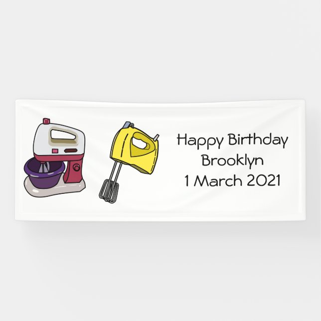 Mixer cartoon illustration banner (Horizontal)