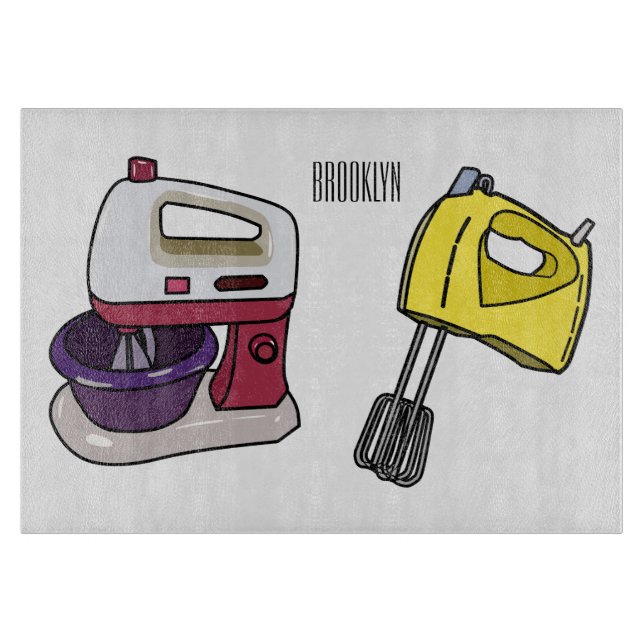 Mixer cartoon illustration  cutting board (Front)