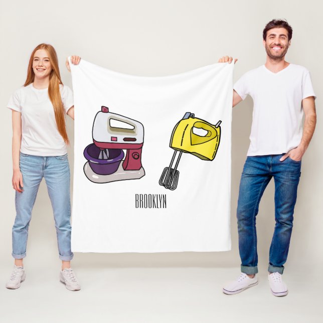 Mixer cartoon illustration  fleece blanket (In Situ)