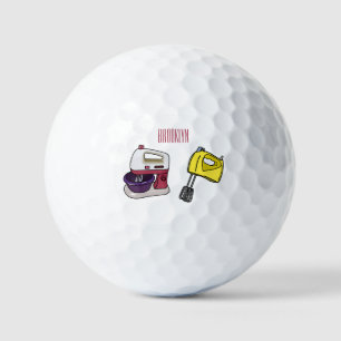 Mixer cartoon illustration golf balls