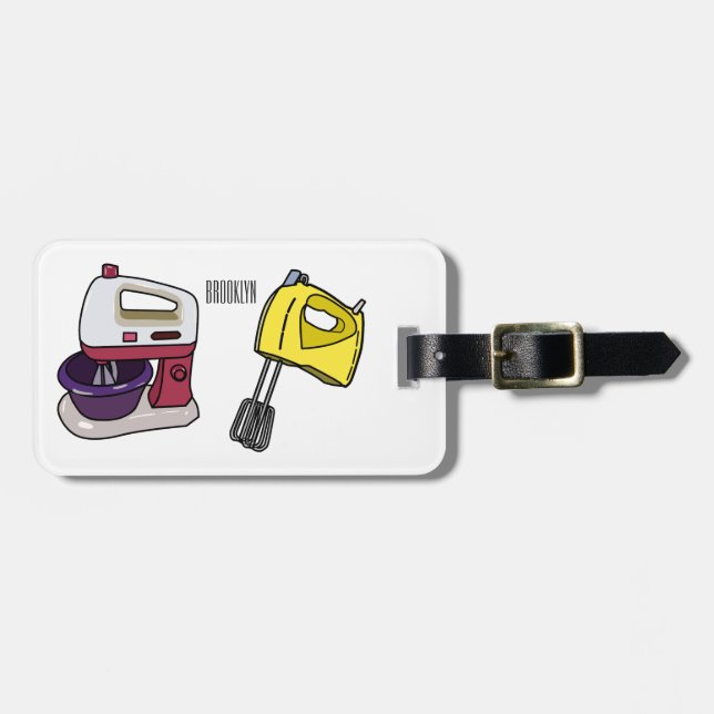 Mixer cartoon illustration luggage tag (Front Horizontal)