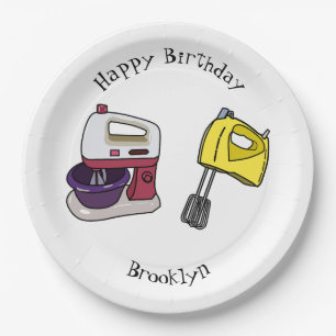 Mixer cartoon illustration  paper plate