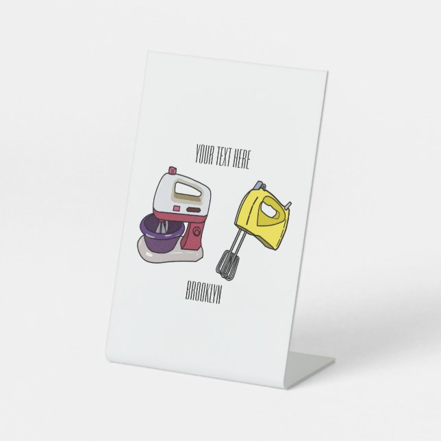 Mixer cartoon illustration  pedestal sign (Front)
