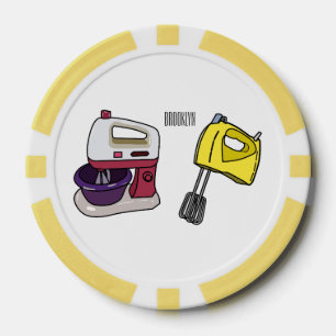 Mixer cartoon illustration poker chips