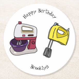 Mixer cartoon illustration  round paper coaster