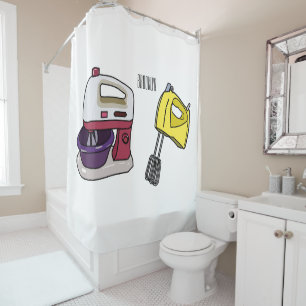 Mixer cartoon illustration shower curtain
