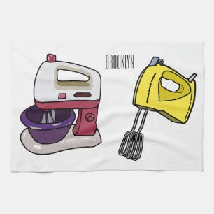 Mixer cartoon illustration tea towel