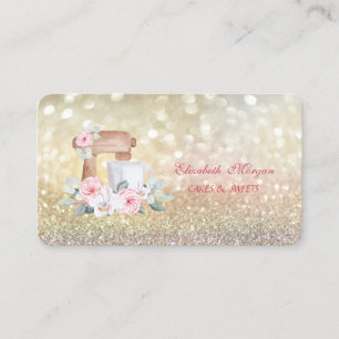 Mixer Flowers Elegant Bokeh Bakery Business Card