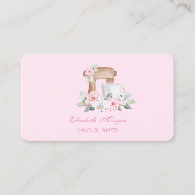 Mixer Flowers Elegant,Sweets Bakery  Business Card (Front)