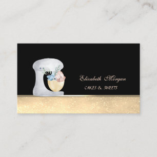 Mixer Flowers Gold Sweets Bakery  Business Card
