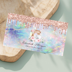 Mixer Flowers Rose Gold Drips Opal Bakery   Business Card