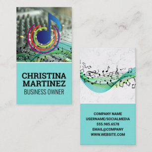 Mixer Instrument   Colourful Musical Notes Logo Business Card