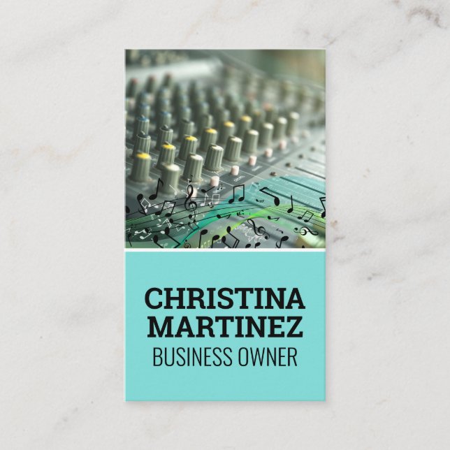 Mixer Instrument | Musical Notes Business Card (Front)