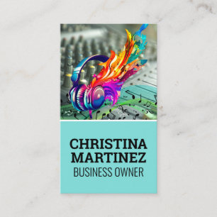 Mixer Instrument   Musical Notes Head Phones Business Card