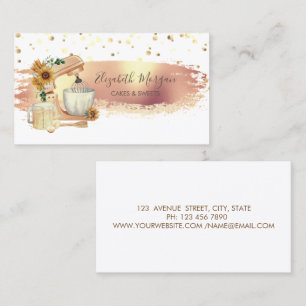 Mixer Sunflowers,Gold Dots, Brush Stroke Business Card